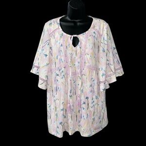 Haute Hippie Peasant Shirt Top Blouse Pink 3/4 Sleeve Tribe Boho Casual Size S